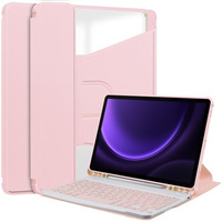 Keyboard case for Samsung Galaxy Tab S10 Lite / S10 FE / S9 FE, Rotary 360° Leather, pink