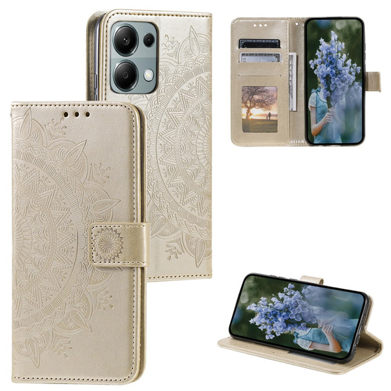 Flip case for Xiaomi Redmi Note 13 Pro 4G / Xiaomi Redmi Note 14S / Xiaomi Poco M6 Pro 4G, Mandala, gold
