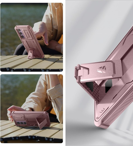 Armored case for Samsung Galaxy A35, Dexnor Full Body (Two Frames), pink rose gold