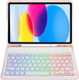 Case with illuminated bluetooth keyboard for iPad 10.9 2022 (10 gen.), pink