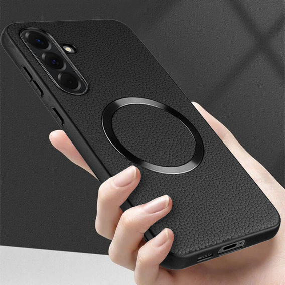 Case for Samsung Galaxy A56 5G, Leather Hybrid MagSafe, black