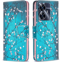 Flip case for Realme C55, Wallet, Sakura, blue