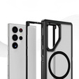 Case with frame for Samsung Galaxy S22 Ultra, for MagSafe, transparent / black