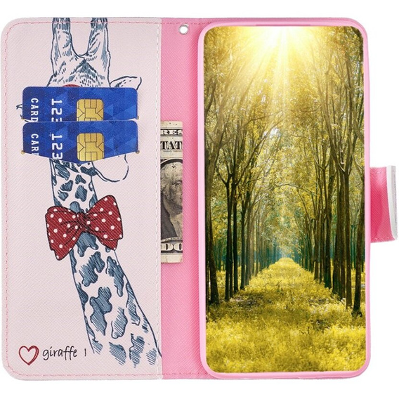 Flip case for Samsung Galaxy A05s, Wallet, giraffe, pink