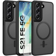 Case for Samsung Galaxy S21 FE, for MagSafe, ERBORD Matt Case, black + Screen Glass