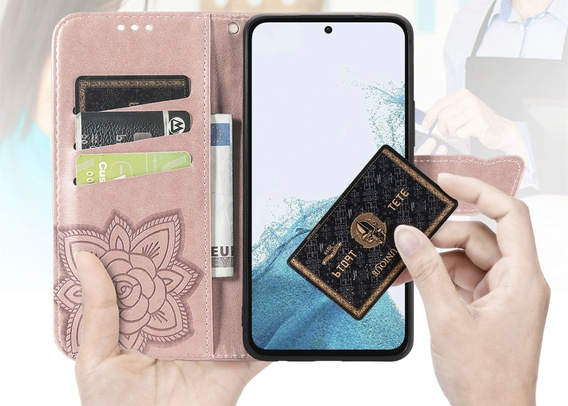 Flip case for Samsung Galaxy A56, Butterfly, pink rose gold