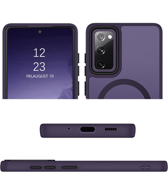 Case for Samsung Galaxy S20 FE, for MagSafe, ERBORD Matt Case, dark purple + Screen Glass