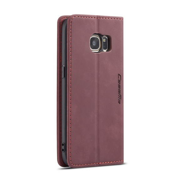 CASEME case for Samsung Galaxy S7, Leather Wallet Case, maroon