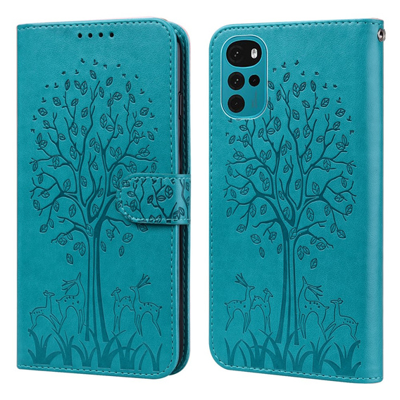 Flip case for Motorola Moto G22, tree, blue