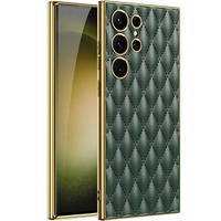 Case for Samsung Galaxy S24 Ultra, Leather Rhombus, green