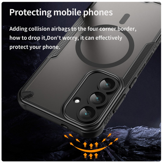 Armoured case for Samsung Galaxy S25 FE, for MagSafe, matt black