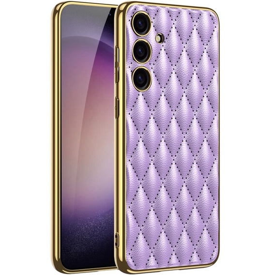 Case for Samsung Galaxy S24, Leather Rhombus, purple