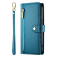 Flip case for Samsung Galaxy S25, Wallet Zipper Pocket, blue
