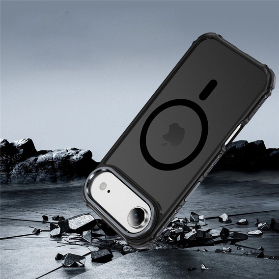 Matt Case for iPhone Air, armoured, for MagSafe, smoked with black sides