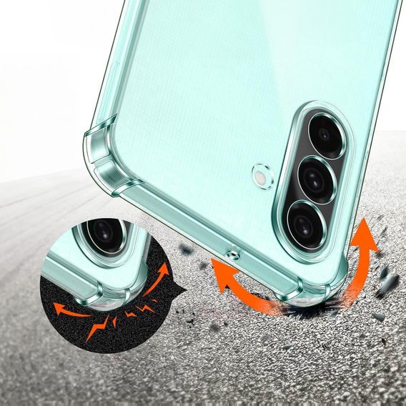 Case for Samsung Galaxy A26, Erbord Dropproof, transparent + Glass