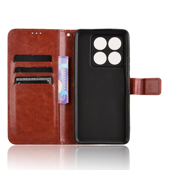 Flip case for Xiaomi 14T Pro, Crazy Horse Wallet, brown