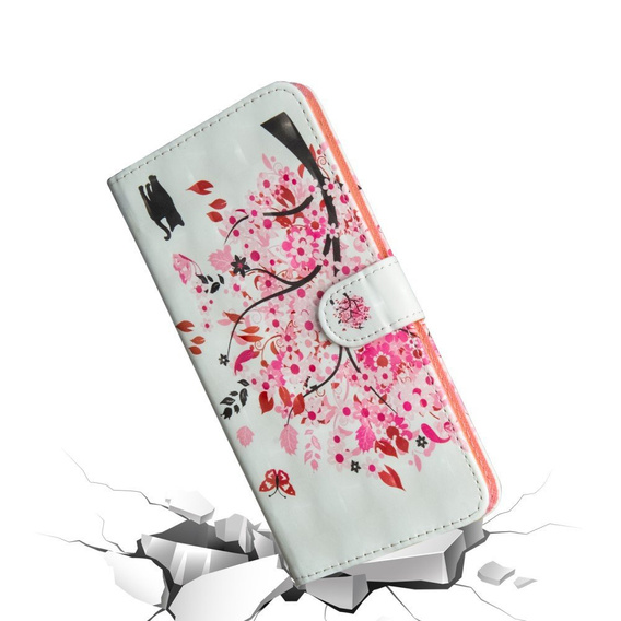 Flip case for Huawei P30 Lite, Wallet, cat & tree, white