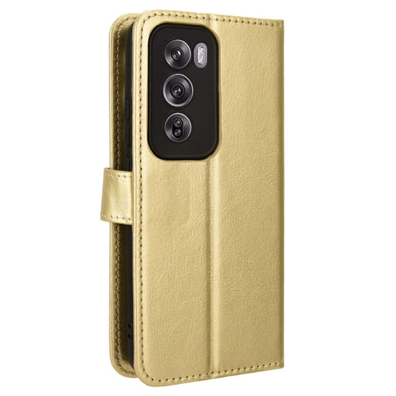 Flip case for Oppo Reno 12 Pro, Crazy Horse Wallet, gold
