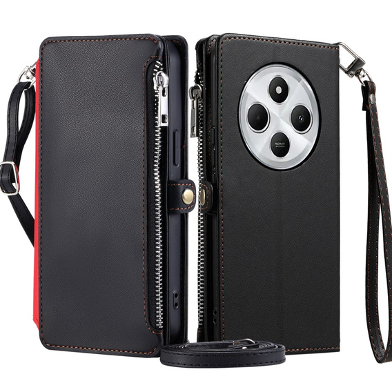 Flip case for Xiaomi Redmi 14C / Xiaomi Poco C75, Wallet Zipper Pocket, black
