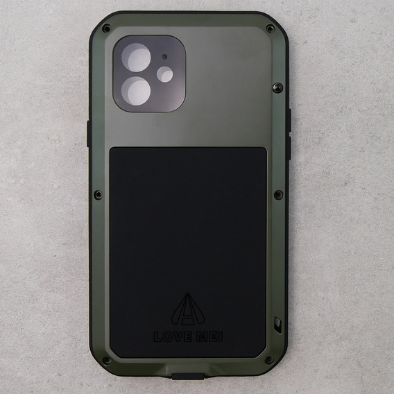 Love Mei Case for iPhone 12, armored with glass, green