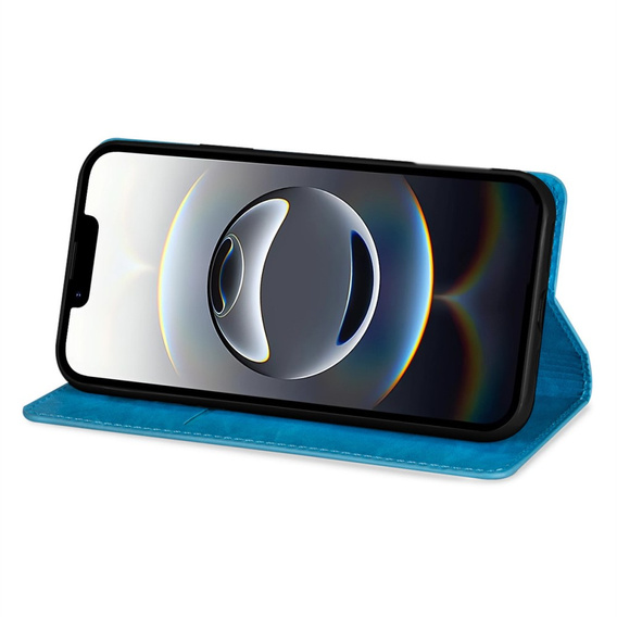 Flap case for iPhone 16E, Card Slot Glittery, blue