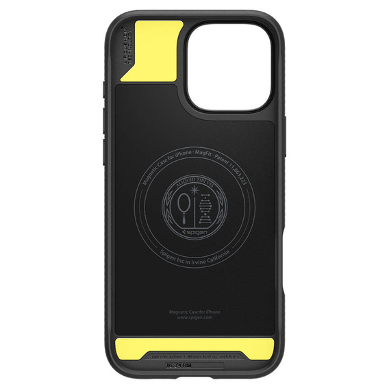Spigen case for iPhone 16 Pro Max, Rugged Armor MagSafe, black + Tempered Glass 9H