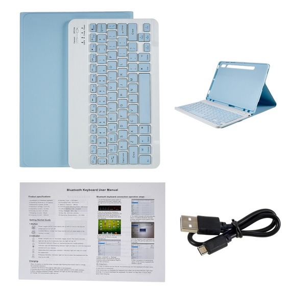 Case + keyboard Samsung Galaxy Tab S7 T870/T875 / S8, Pen Slot, blue
