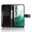 Flap case for Xiaomi Redmi 15 5G / 4G, textured Crazy Horse, black