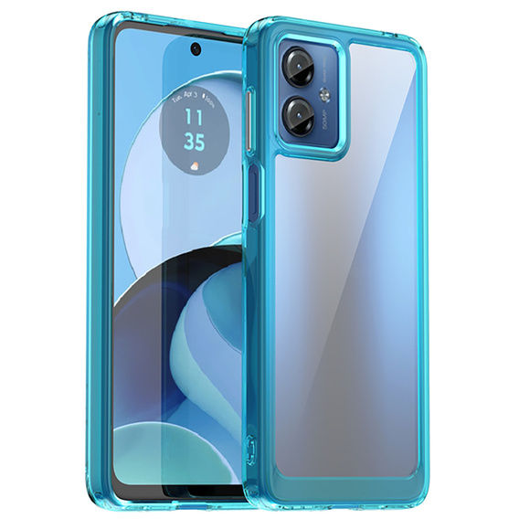 Case for Motorola Moto G14, Fusion Hybrid, transparent / blue