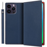 Flip case for iPhone 14 Pro, Litchi Skin Grain, dark blue