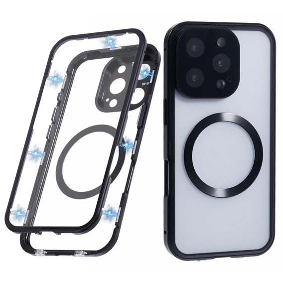 Magnetic Dual Glass MagSafe case for iPhone 16 Pro Max, black