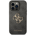 GUESS Case for iPhone 15 Pro Max, 4G Big Metal Logo, grey