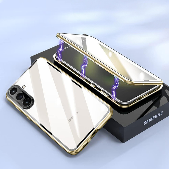 Case for Samsung Galaxy A17 5G, Magnetic Dual Glass, transparent with gold sides
