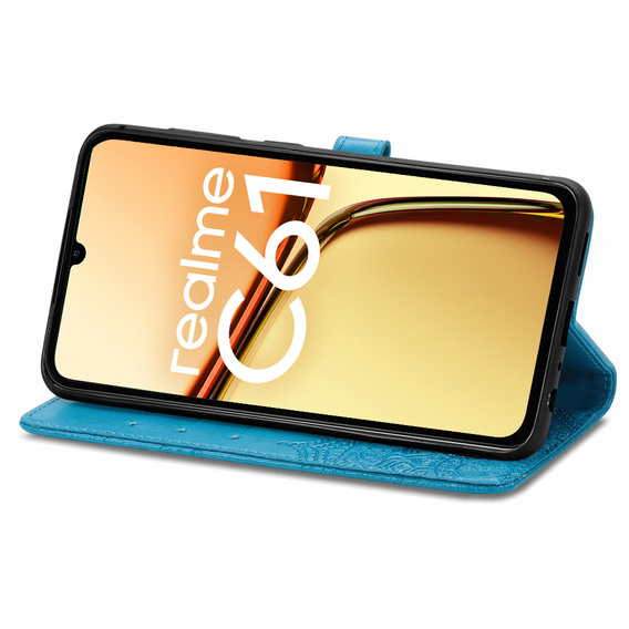 Flip case for Realme C61, Mandala, blue