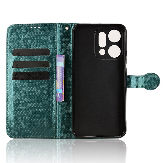 Flap case for Oppo Reno 14, Wallet Rhombus, green