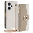 Flip case for Xiaomi Redmi Note 13 Pro+, Wallet Zipper Pocket, with mirror, white