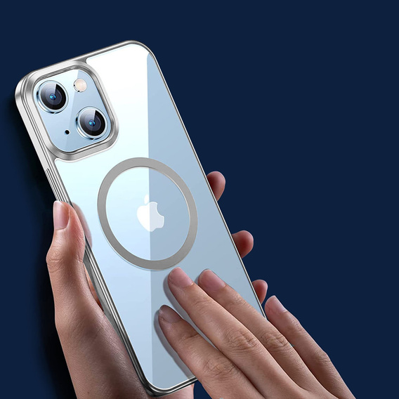 Case for iPhone 14, ERBORD Hybrid MagSafe Case, silver