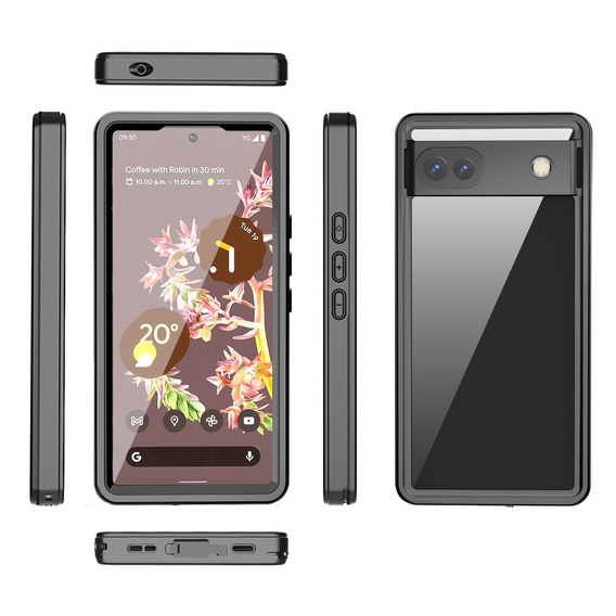 IP68 Waterproof Case for Google Pixel 6a, Redpepper, black