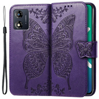 Flip case for Motorola Moto E13, Butterfly, purple
