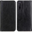 Case for Sony Xperia 1 V, Wallet Litchi Leather, black