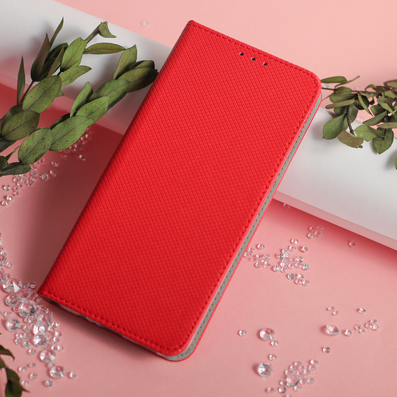 Case for Oppo Reno 11F 5G Smart Magnet, red + 9H glass