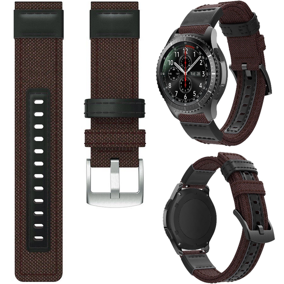 Canvas+Leather strap 20mm - Brown