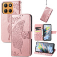 Flip case for Motorola Moto G15 / Motorola Moto G15 Power, Butterfly, pink rose gold