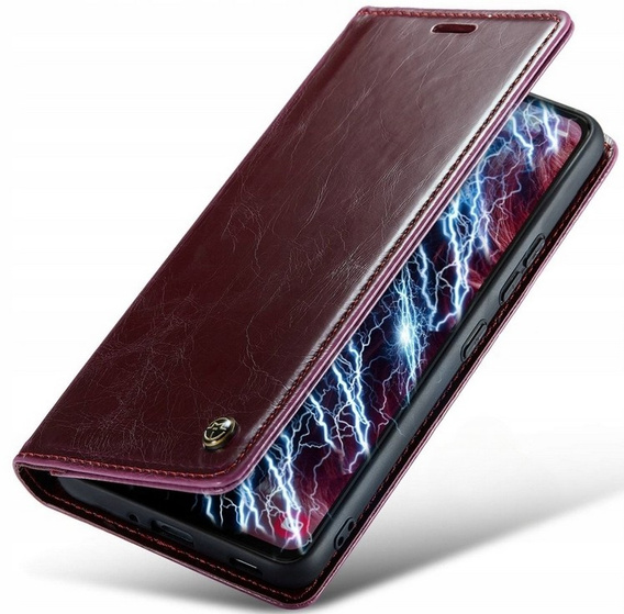 CASEME flip case for Samsung Galaxy A53 5G, Waxy Textumaroon, maroon