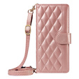 Flip case for Motorola Edge 50 Neo / Motorola ThinkPhone 25, Rhombus Crossbody Leather, pink rose gold