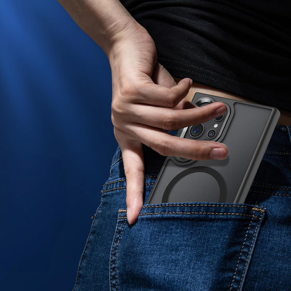 Case for Samsung Galaxy S25 Ultra, Kickstand Matt Case, for MagSafe, black + Screen protector
