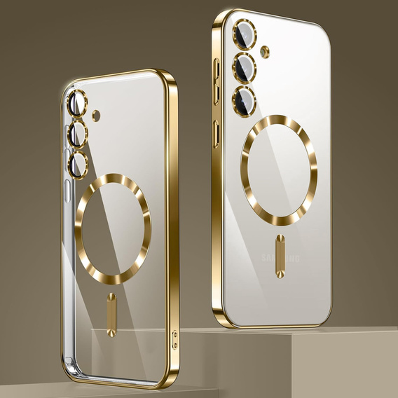 Case for Samsung Galaxy S25+ Plus, Electro MagSafe, gold + Screen Glass