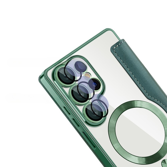 Flip case for Samsung Galaxy S25 Ultra, RFID Wallet MagSafe CamShield, green