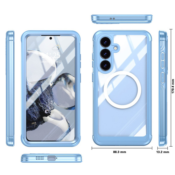 Case for Samsung Galaxy S25 FE, Shockproof, with glass, for MagSafe, blue