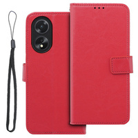 Flip case for Oppo A58 4G, Crazy Horse Wallet, red